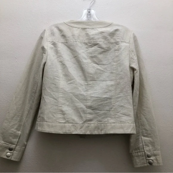 Liz Claiborne W Size PM Cream/Silver Long Sleeve Scoop Neck Short Jacket. - Picture 7 of 8